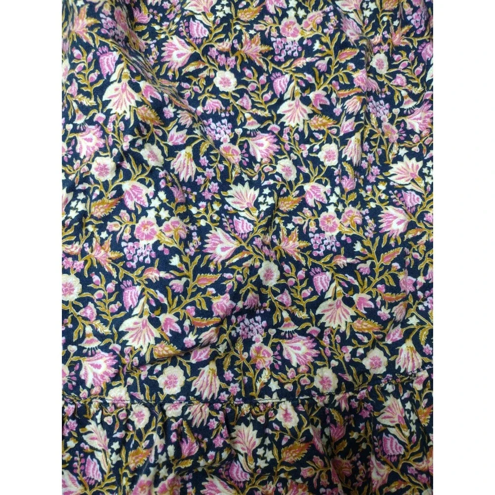 Old Navy Girls Floral Tiered Sundress Navy Pink Gold Size S 6-7 Smocked Boho
